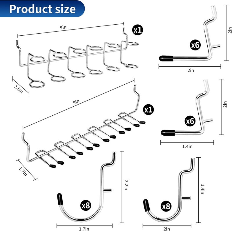 Hogurity Pegboard Hook 100 Pcs, Heavy Duty Peg Board Hooks fit 1/8"＆1/4" Pegboards, Pegboard Accessories with Peg Locks for Organizing Various Tools,Peg Board Tool Utility Hooks - Image 2